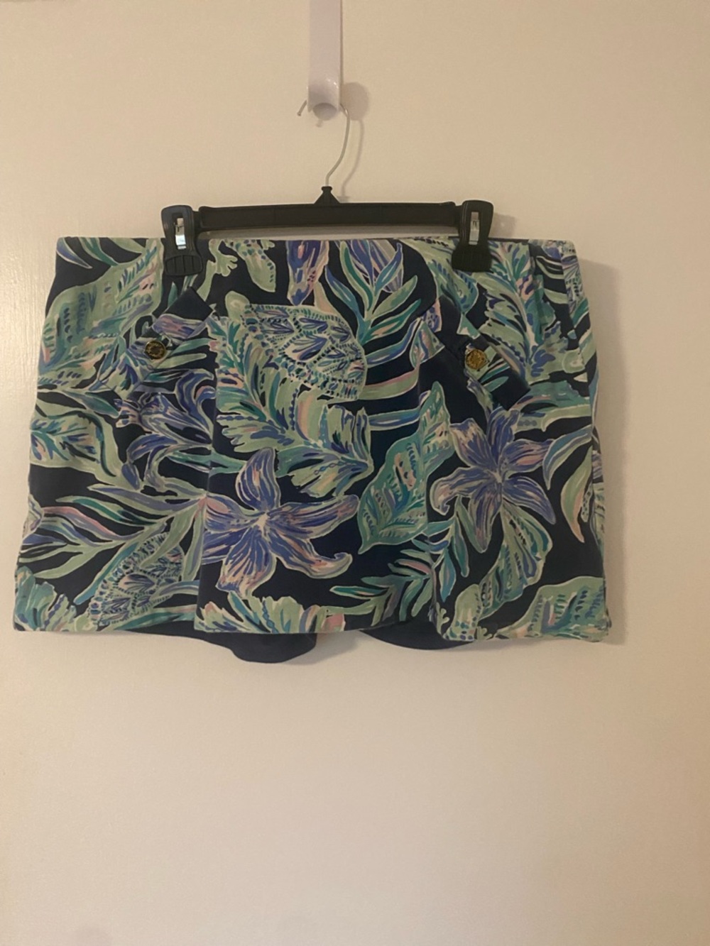 Lilly Pulitzer Navy Floral Print Madison Skort with Pink Label